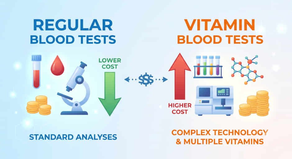 Why do Vitamin blood tests cost more than Regular blood tests?