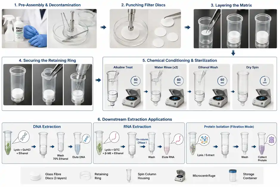 Component Assembly and Engineering of Home-Brew Silica Spin Columns