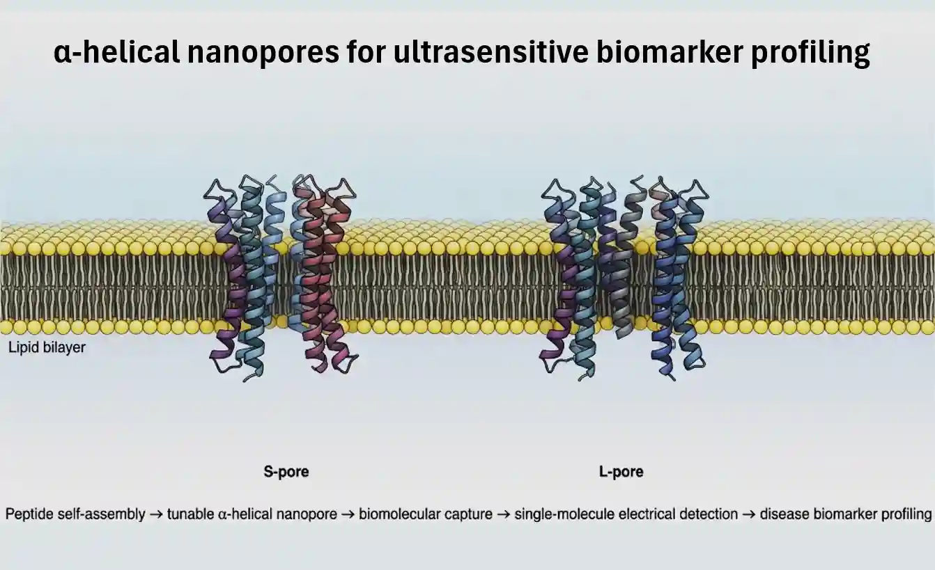 A self-assembled peptide forms α-helical nanopores for ultrasensitive biomarker profiling