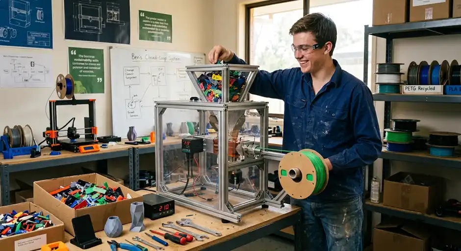 This teenager built a machine that turns 3D-printer waste into new filament