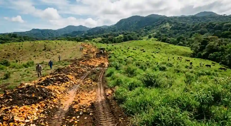 12,000 tonnes of orange waste helped a Costa Rican pasture grow back